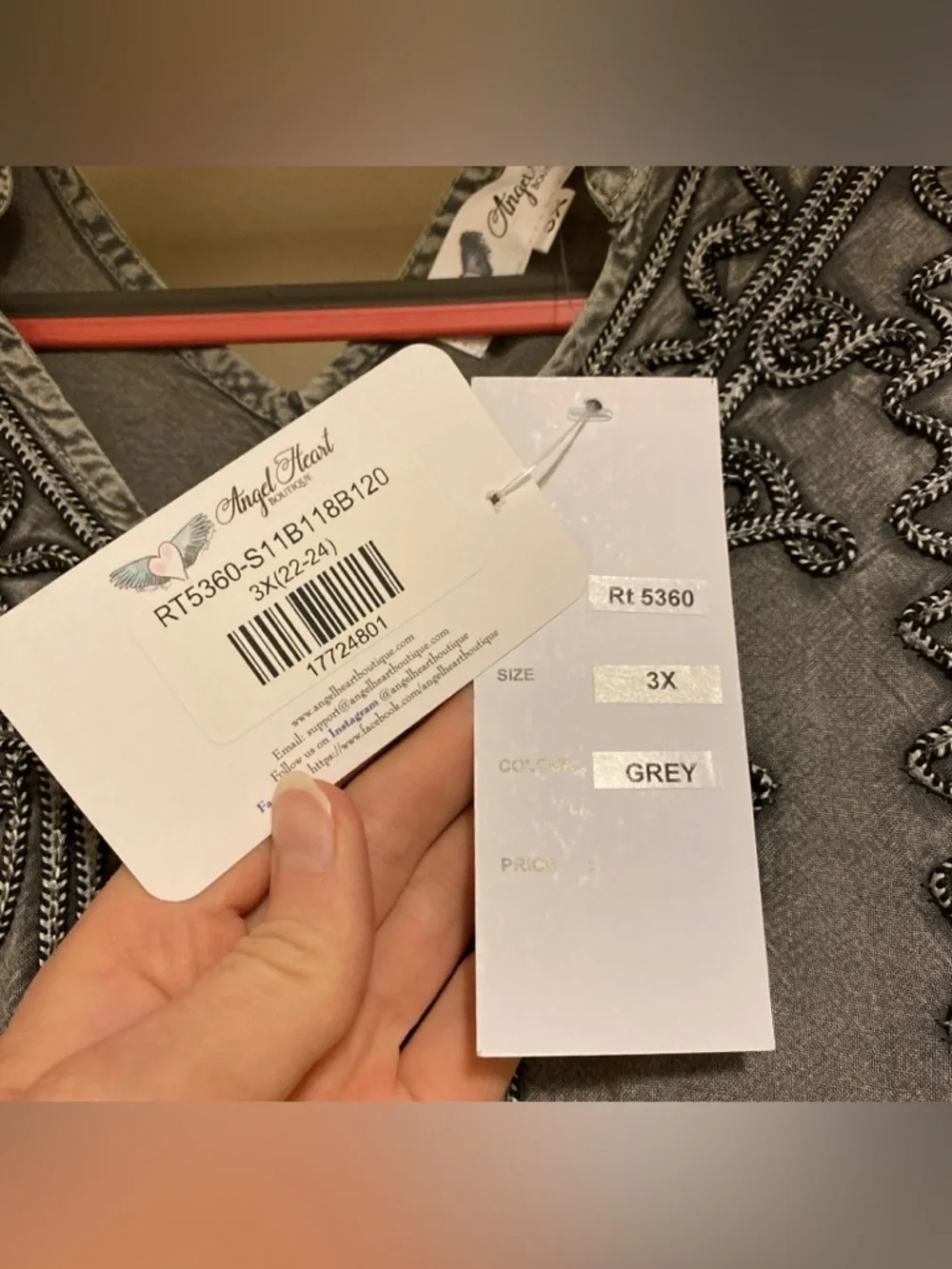 Angel Heart Boutique Free Spirit Top Grey Sz 3X - Picture 4 of 10